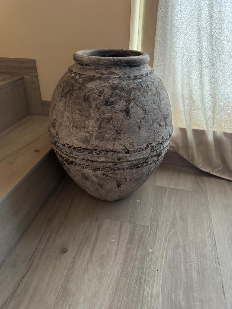 XXL stenen pot met motief, Ophalen of Verzenden, Grijs, Steen/keramiek, Landelijk