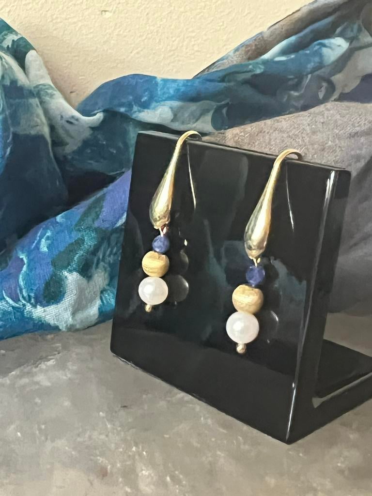 Akoya zoutwater parel saffier geluk balans harmonie uniek, Ophalen of Verzenden, Nieuw, Zilver, Met edelsteen