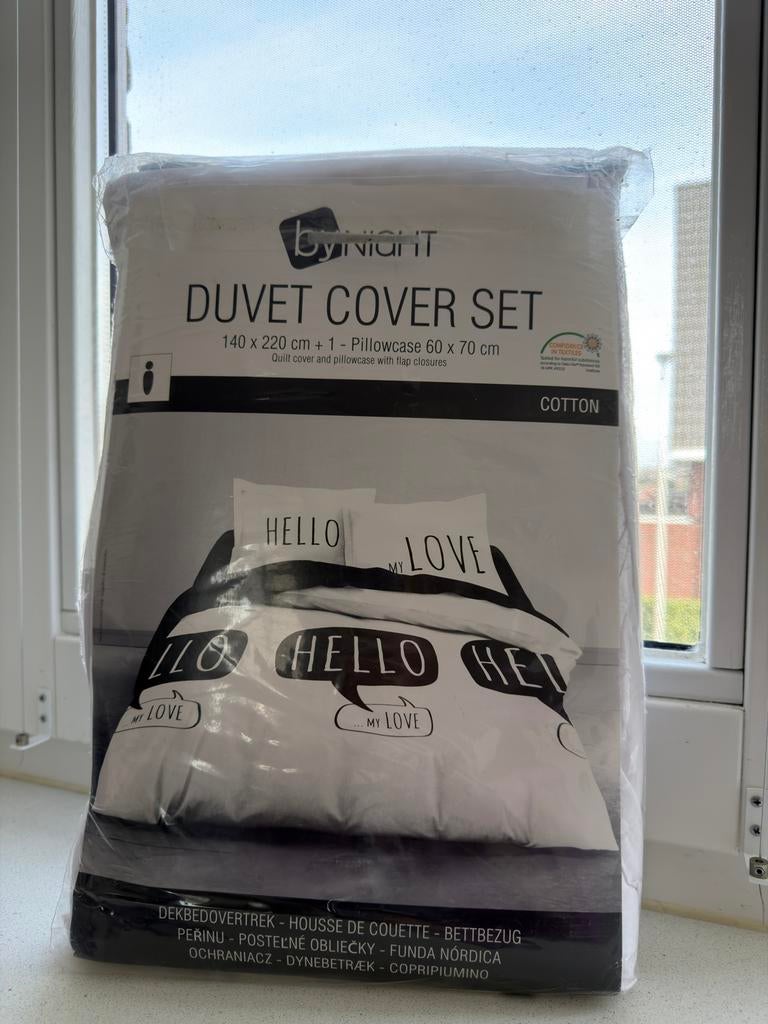 Dekbedovertrek set Hello My Love, Ophalen, Nieuw, Zwart, Dekbedovertrek