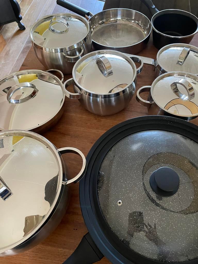 BK pannenset zeer goede staat, Huis en Inrichting, Keuken | Potten en Pannen, Ophalen, Zo goed als nieuw, Rvs, Pannenset