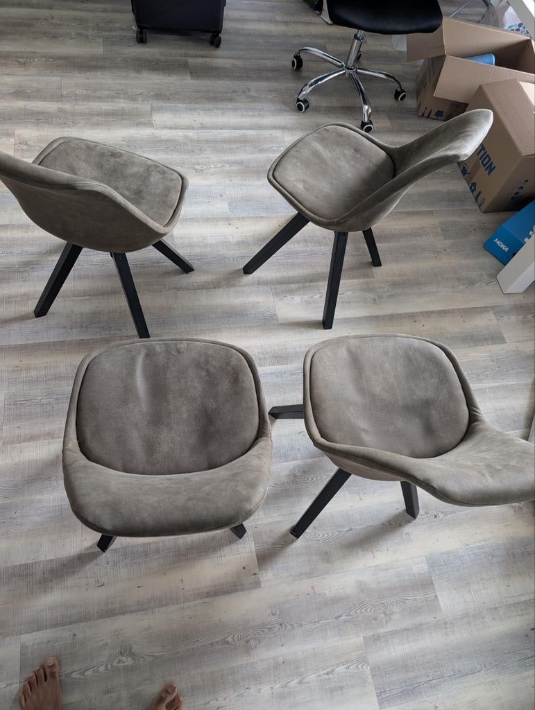 Set van 4 moderne eetkamerstoelen - Grijs, Huis en Inrichting, Stoelen, Ophalen, Gebruikt, Stof, Vier