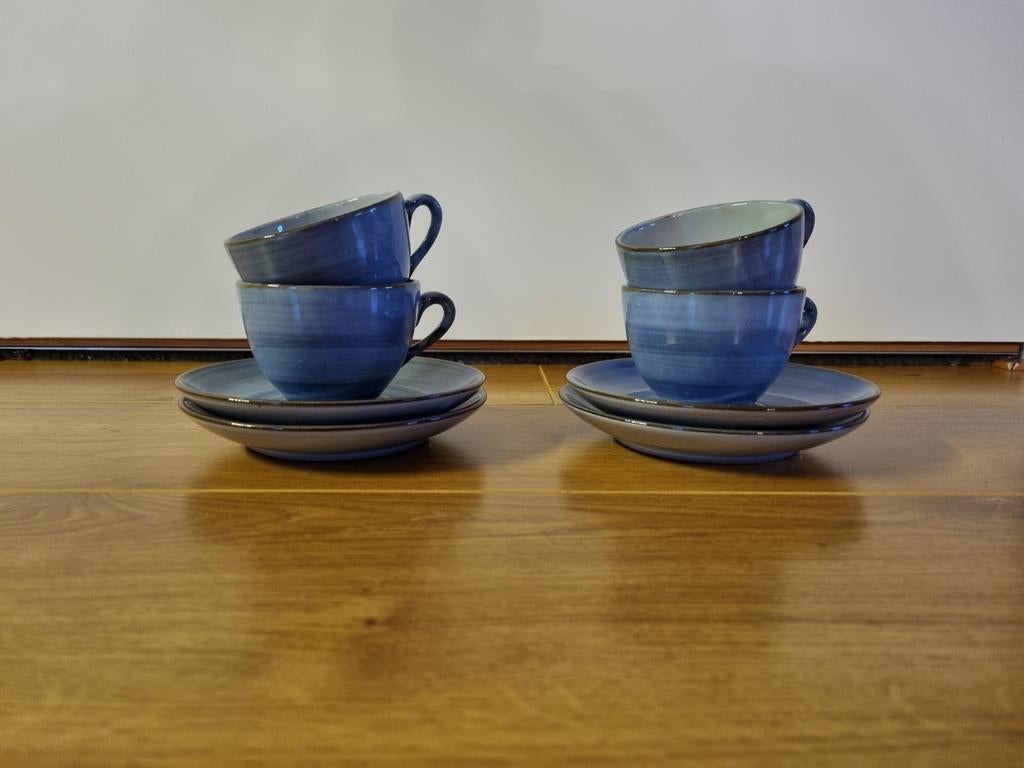 4 Volendams aardewerk kopjes en schotels, Huis en Inrichting, Keuken | Servies, Ophalen of Verzenden