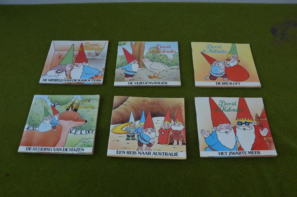 6 vintage David de kabouter deeltjes uit de minibibliotheek, Gelezen, 5 of 6 jaar, Fictie algemeen, Rien Poortvliet