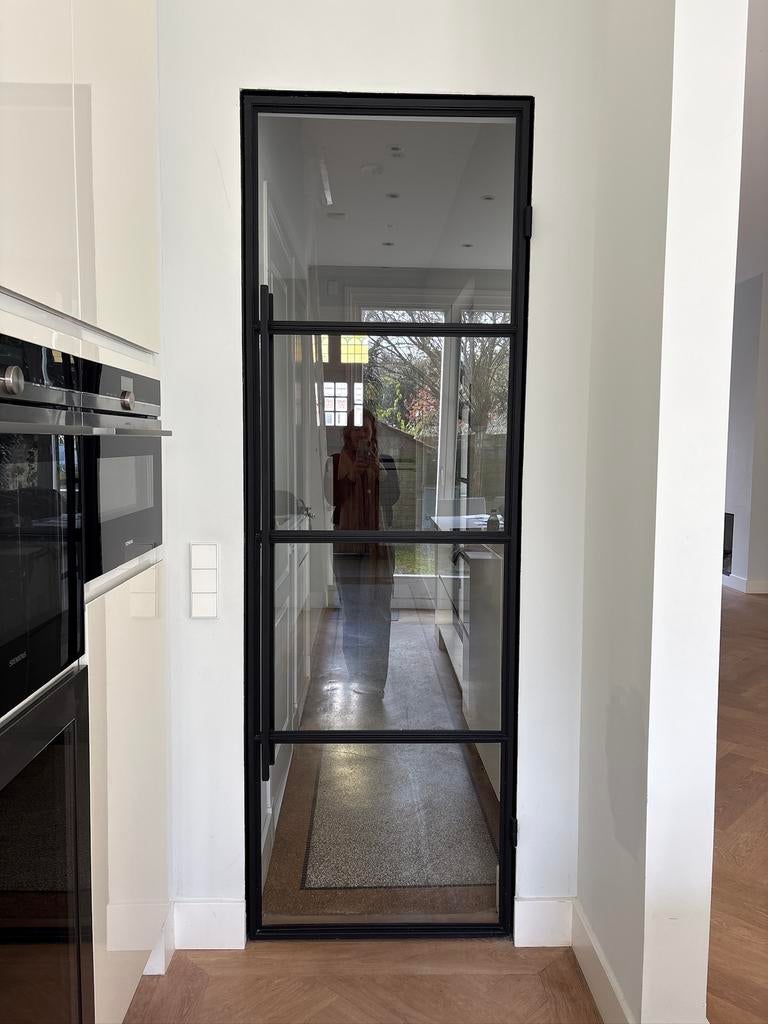 Mooie stalen deur te koop, Doe-het-zelf en Verbouw, Deuren en Horren, Gebruikt, Binnendeur, 215 cm of meer, 120 cm of meer, Glas