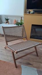 Rotan fauteuil - Teakhout met Rotan, Ophalen, 75 tot 100 cm, Hout, Zo goed als nieuw