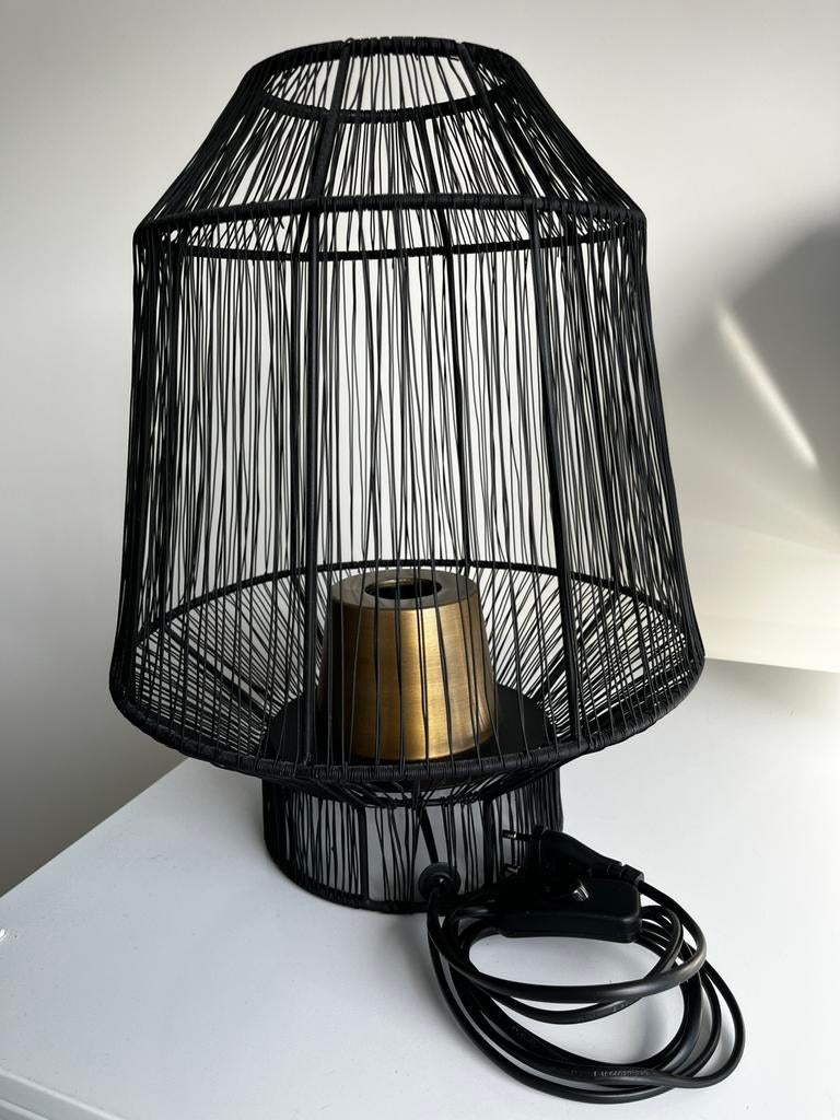 Zwarte draadlamp Light & Living, Huis en Inrichting, Lampen | Tafellampen, Ophalen of Verzenden, Zo goed als nieuw, Minder dan 50 cm