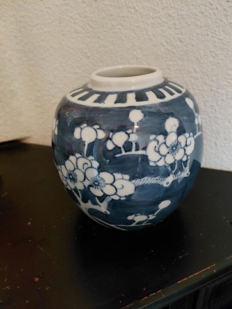 Chinese porseleinen gemberpot blauw wit prunus tak gemerkt, Antiek en Kunst, Ophalen of Verzenden