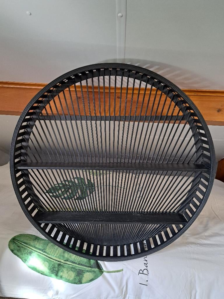 Groot zwart bamboe wandrek l wanddecoratie, ø79 cm., Huis en Inrichting, Woonaccessoires | Wandplanken en Boekenplanken, Ophalen