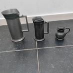 Maatkekers,TIN,grijs,IJkstempel,dranken,Vintage,3 bekers, Ophalen of Verzenden