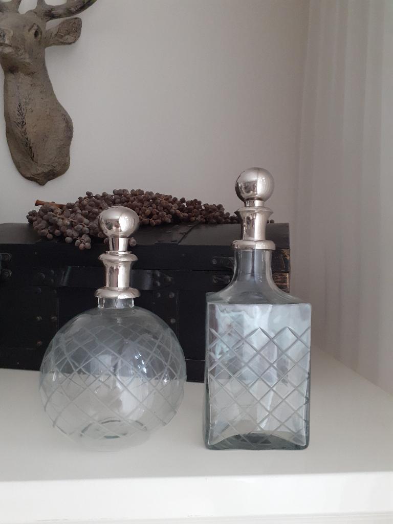 Prachtig set geslepen glazen karaf, woonaccessoires., Huis en Inrichting, Woonaccessoires | Stolpen, Ophalen of Verzenden, Zo goed als nieuw