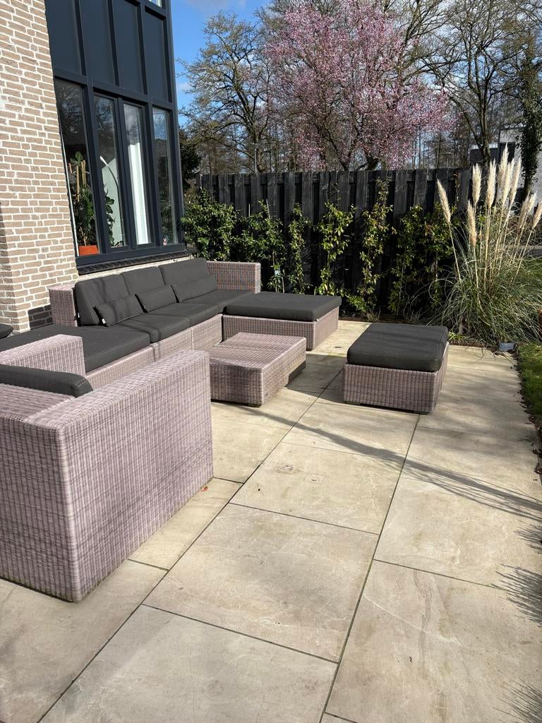 Grote Manutti loungeset met antraciet all weather kussens, Tuin en Terras, Ophalen, Gebruikt, Meer dan 8 zitplaatsen, Loungeset