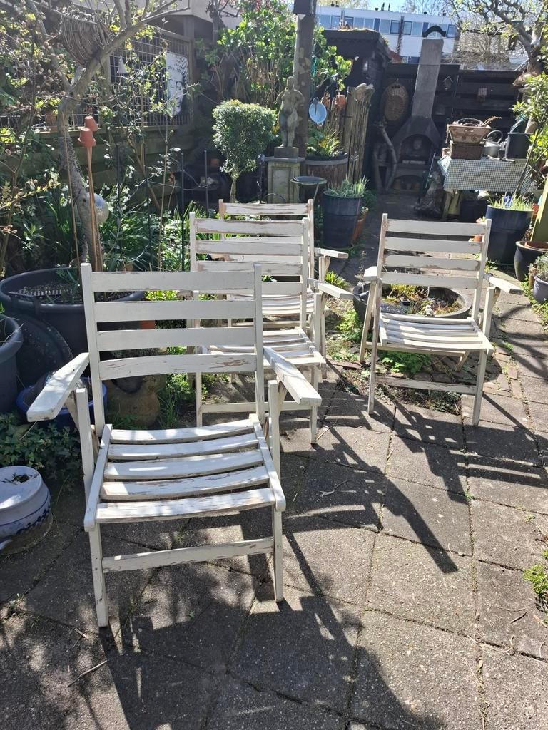 Franse houten klapstoeltjes, Tuin en Terras, Tuinstoelen, Ophalen, Hout