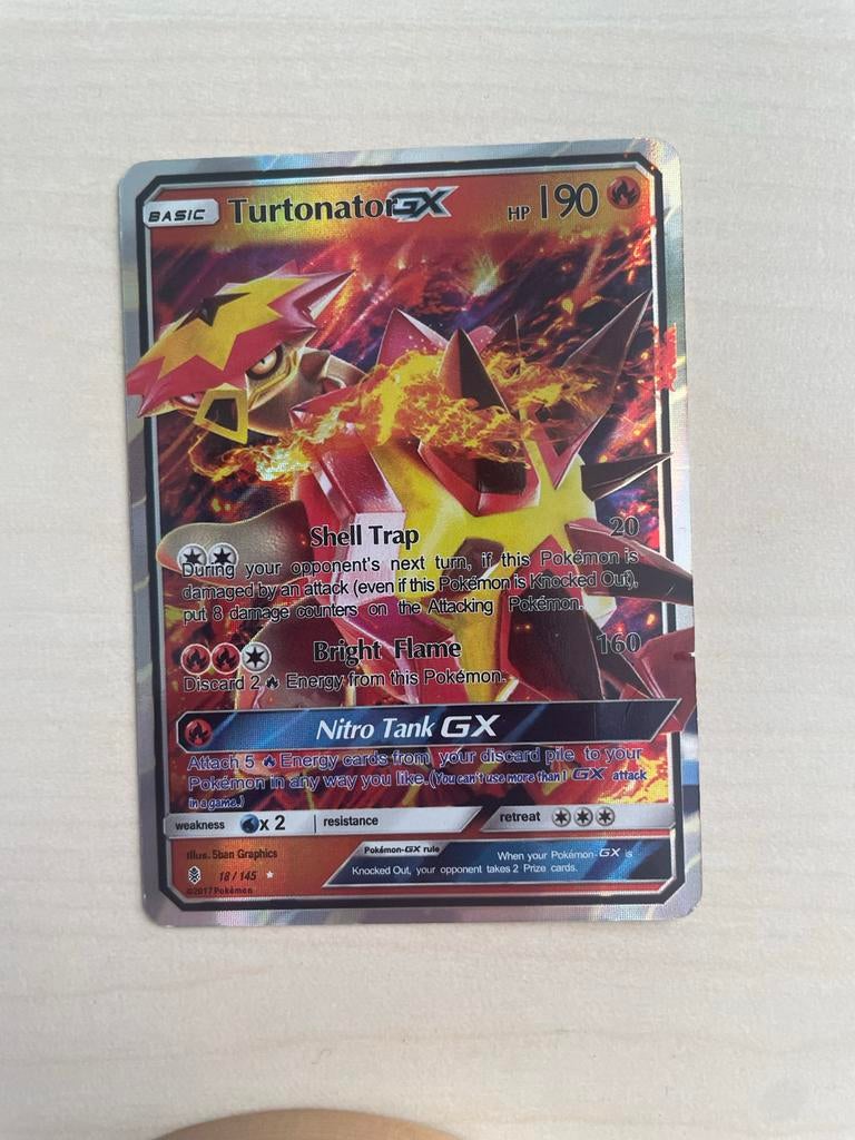 Turtonator GX Pokémon Kaart - Zeldzaam en Krachtig, Ophalen of Verzenden, Zo goed als nieuw, Losse kaart, Foil