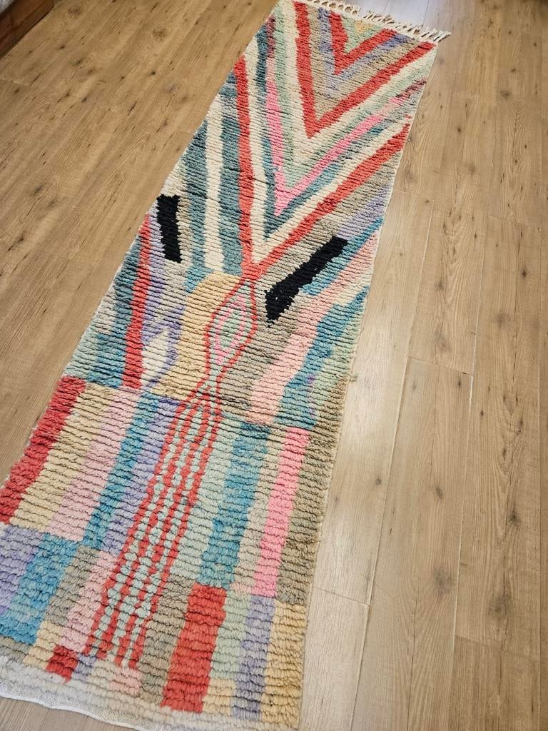 Handgeknoopt oosters tapijt loper Berber Beni Mrirt 283x77, Info@SlatsAntiek.nl, Crème, Perzisch, Vof Slats Antiek