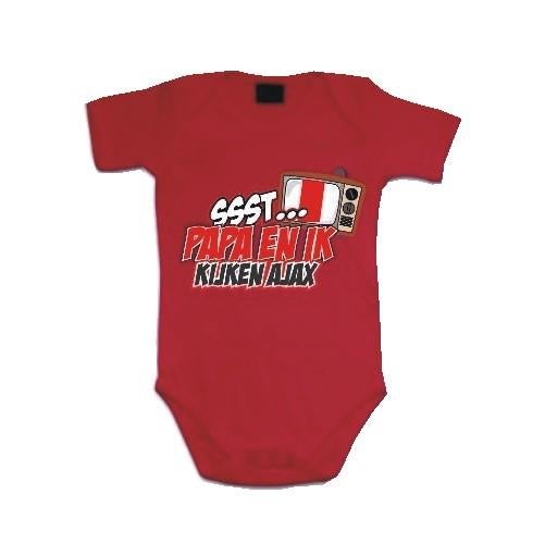 Baby romper met tekst "Papa en ik kijken Ajax ", Maat XS of kleiner, Ophalen of Verzenden, Nieuw, Shirt