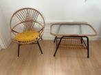 Vintage Rohé rotan stoeltje met tafeltje, Ophalen, Gebruikt, Overige kleuren, Riet of Rotan