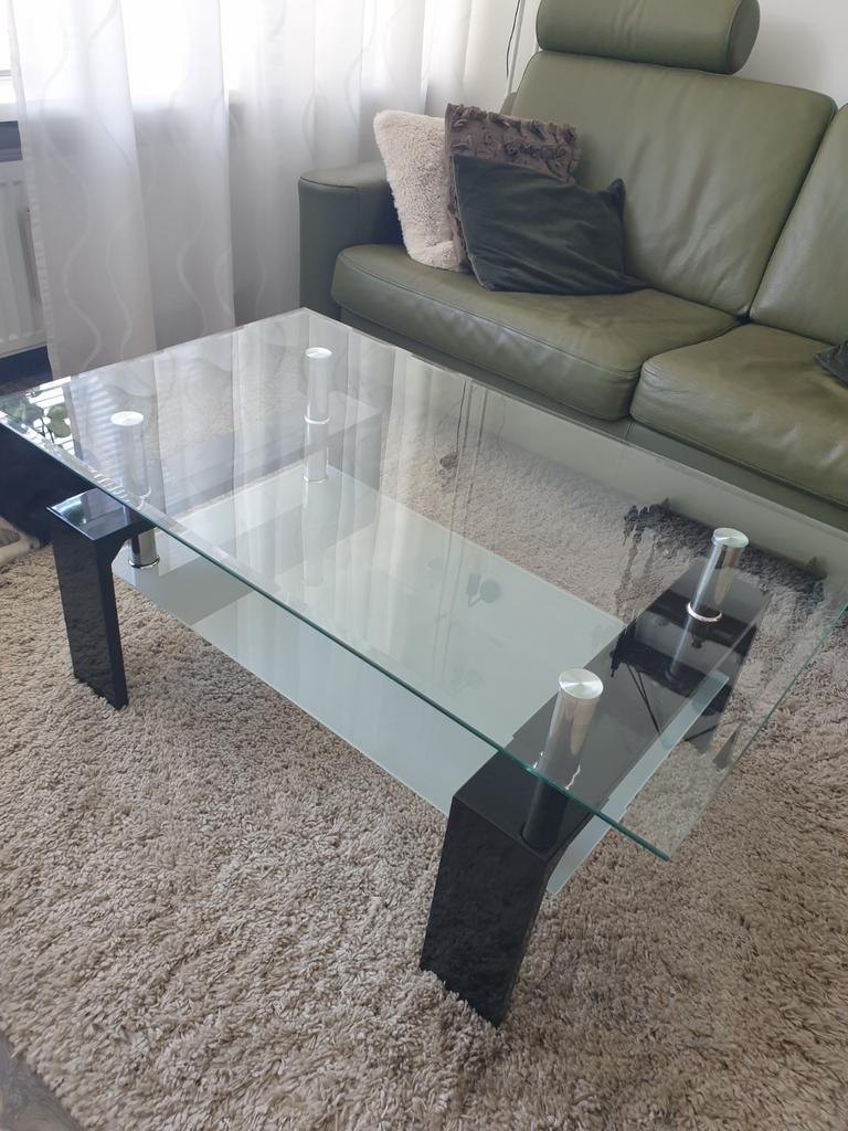 Glas met chroom salontafel, 100 tot 150 cm, Glas, Minder dan 50 cm, Rechthoekig