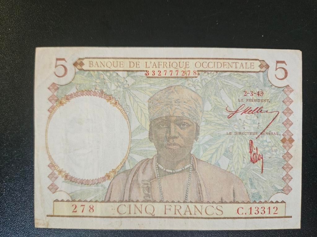 Frans West Afrika pick 26 1943, Postzegels en Munten, Bankbiljetten | Afrika, Ophalen of Verzenden, Overige landen, Los biljet