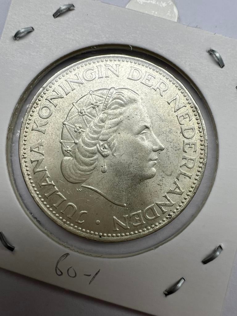 Zilveren rijksdaalder 1960 in zeer nette kwaliteit, Postzegels en Munten, Munten | Nederland, Ophalen of Verzenden, Koningin Juliana