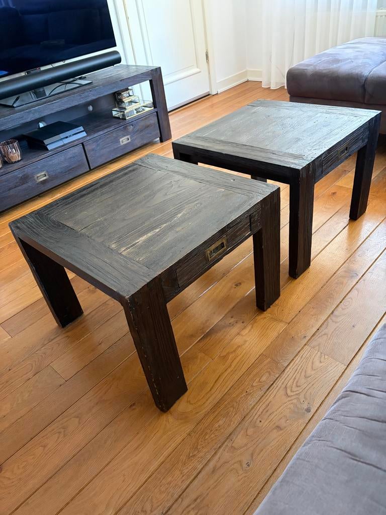 Teakhouten tv-meubel en 2 salontafels - Kotter Wonen, Ophalen, Gebruikt, 100 tot 150 cm, Teakhout