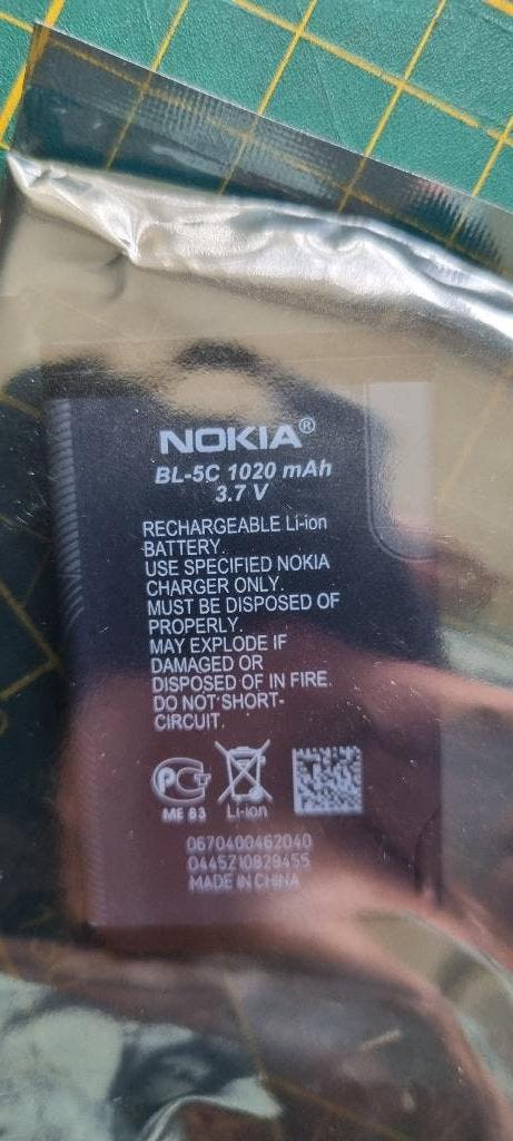 Nokia BL 5C 1020 MAH 3.7 V ( NIEUW), Ophalen of Verzenden, Nieuw, Nokia