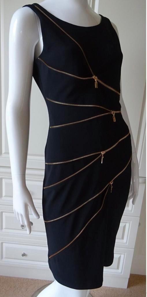 Ribkoff elegante stretchjurk zwart met rits accenten 36, Kleding | Dames, Jurken, Nieuw, Maat 36 (S), Zwart, Onder de knie, Verzenden