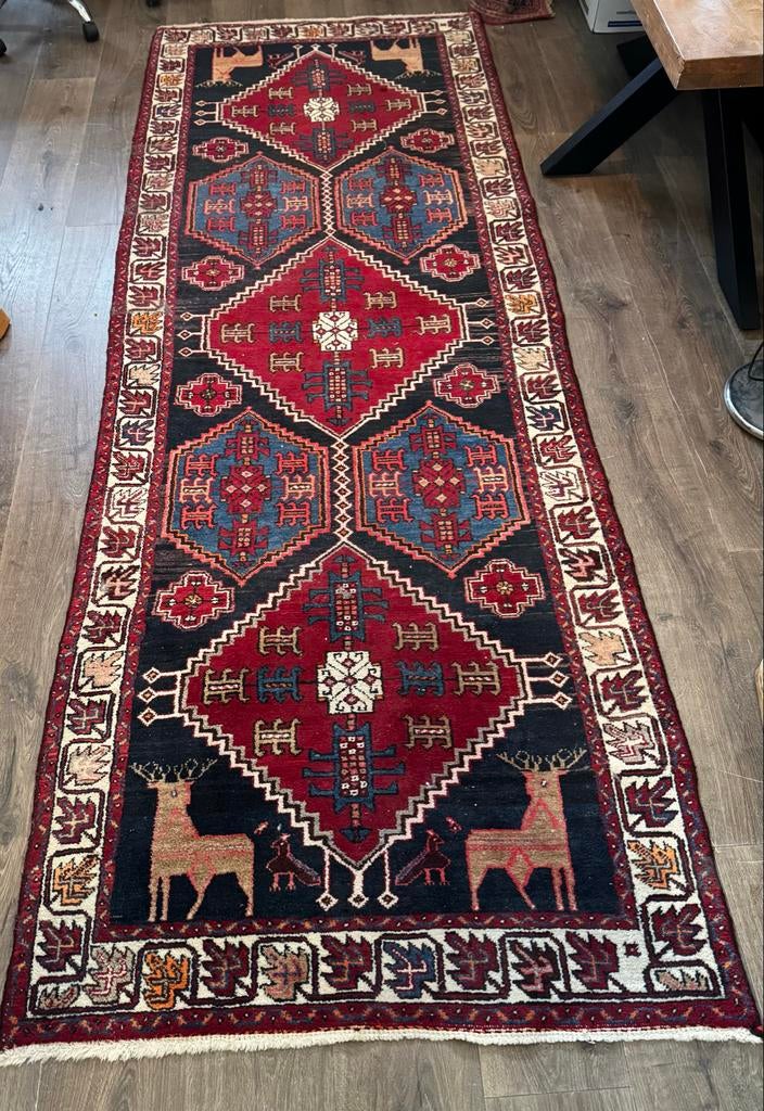 Antieke Perzische loper handgekoopt tapijt. Shirvan ?, Ophalen, Minder dan 50 cm, Gebruikt, .