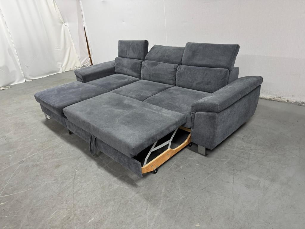 Grijze slaapbank met opbergruimte 250x160, Ophalen of Verzenden, Zo goed als nieuw, Tweepersoons, 140 cm