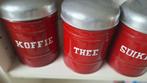 Emaille voorraadbussen ROOD Koffie, Thee, Suiker, Ophalen of Verzenden