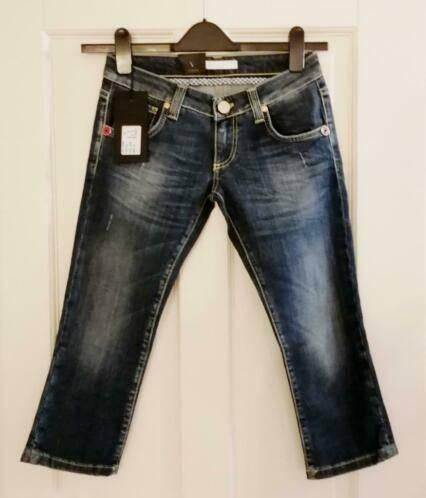 Kocca nieuwe 3/4 (capri) jeans donker blauw + goud 26 34765, Kocca, Blauw, ., Kocca