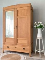 Eiken brocante kledingkast spiegelkast vintage halkast, Ophalen, Gebruikt, 100 tot 150 cm, Eikenhout