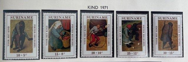 1971 Kinderzegels - Kinderspelen 5x, Postzegels en Munten, Postzegels | Suriname, Ophalen of Verzenden, Postfris