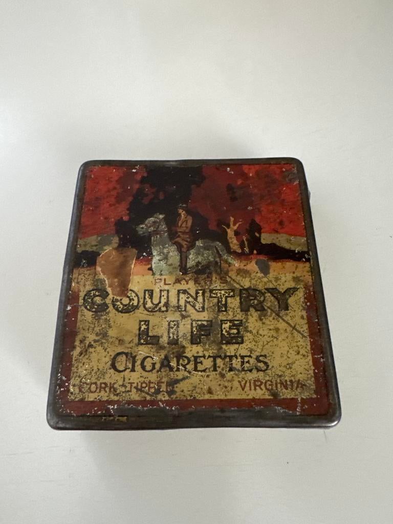 Vintage Country Life Sigarettenblik - Player's Virginia, Ophalen of Verzenden, Gebruikt, Overige, Overige merken