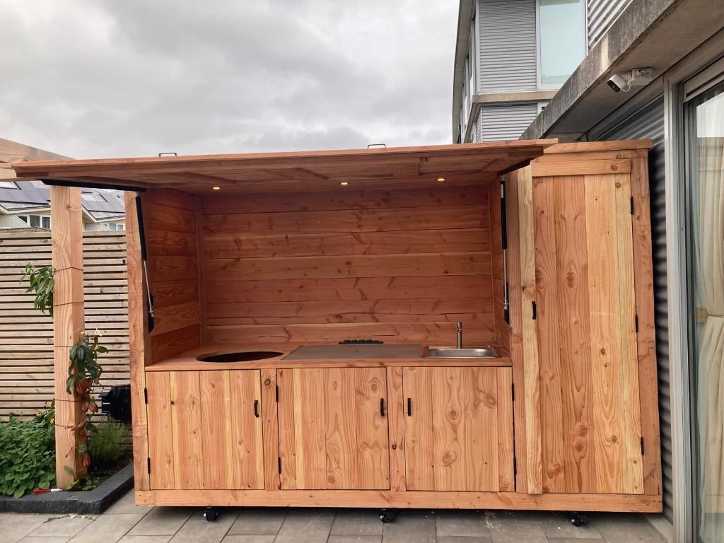 douglas buitenkeuken met luifel en opbergkast, Tuin en Terras, Buitenkeukens, Ophalen of Verzenden, Nieuw, Houtskool