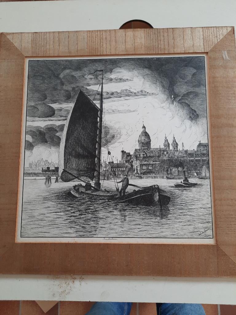 Ets Amsterdam, Ophalen, 44 cm, Ets, Stadsgezicht