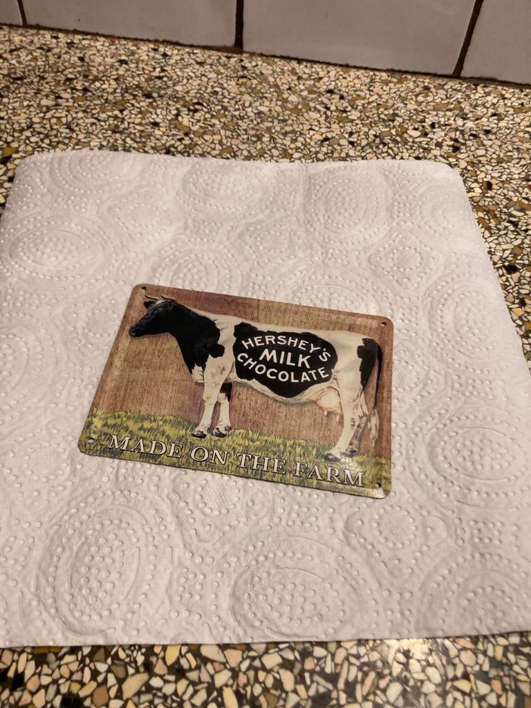 Metalen plaatje koe, Antiek en Kunst, Curiosa en Brocante, Ophalen of Verzenden