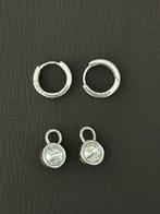 Zinzi Zilveren Oorringen (Creolen) Ronde Zirkonia Bedels 925, Ophalen of Verzenden, Zo goed als nieuw, Zilver