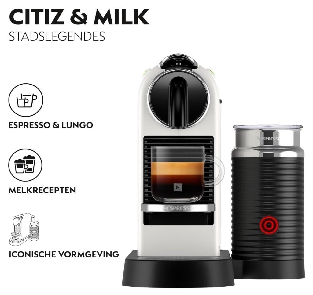 Like NEW! Nespresso De’Longhi Citiz + Aeroccino Milk Frother, 2 tot 4 kopjes, Ophalen, Zo goed als nieuw, Espresso apparaat