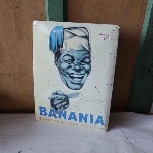Wand plaat metaal reclame Banania Petit Dejeuner 30 x 40 cm, Metaal, Gebruikt, 30 cm, Ophalen of Verzenden