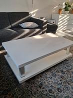 Moderne hooggelans witte salontafel met opbergruimte, Overige materialen, Gebruikt, 100 tot 150 cm, Modern