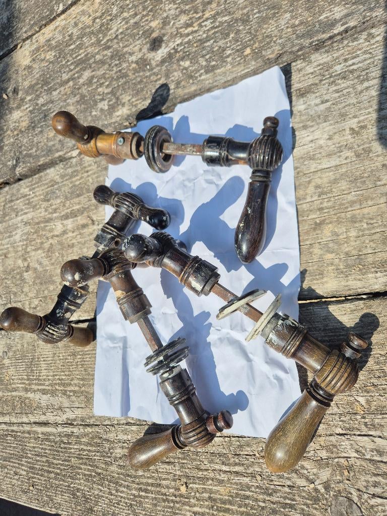 Set van 4 antieke houten deurklinken, Antiek en Kunst, Ophalen of Verzenden