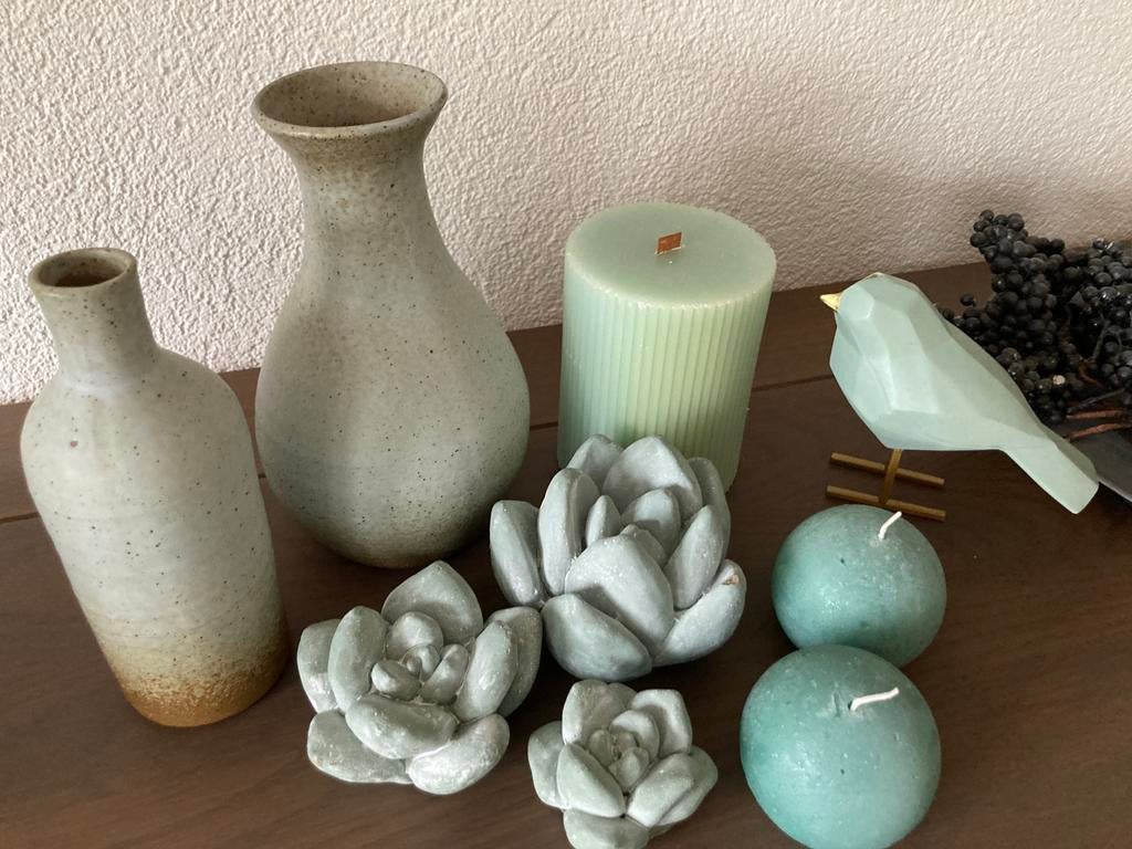 Vazen etc lichtgroen, Huis en Inrichting, Ophalen, Zo goed als nieuw