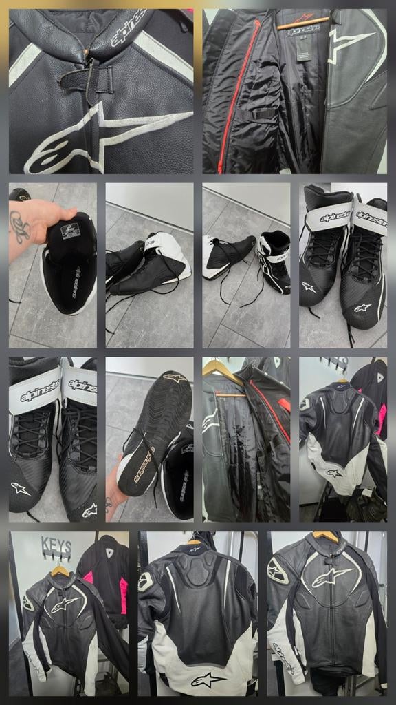 Alpinestars motorjas (L) en schoenen (43) - Zwart/Wit, Ophalen, Heren, Jas | leer, Alpinestars
