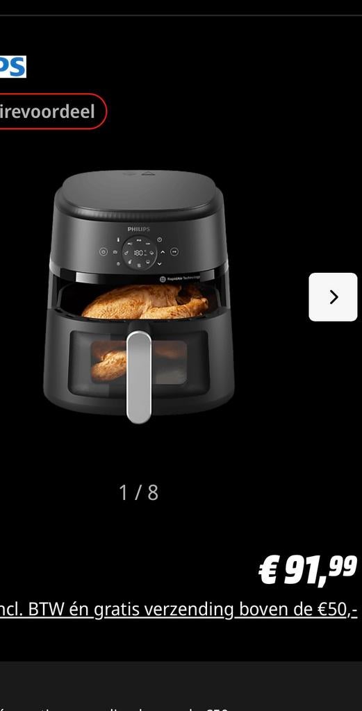 Philips airfryer 2000 series, Witgoed en Apparatuur, Airfryers, Ophalen of Verzenden, Nieuw, Airfryer XXL, 1500 gram of meer