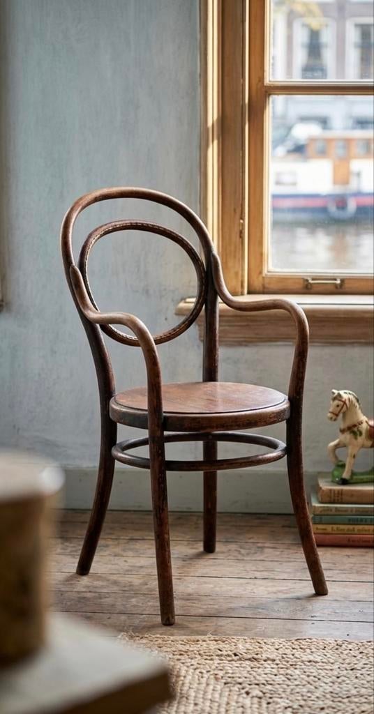 Antieke Thonet kinderstoel – origineel gestempeld, Antiek en Kunst, Antiek | Meubels | Stoelen en Banken, Ophalen