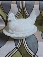 Vintage, brocante wit pers glazen kip, candy container, glas, Ophalen of Verzenden
