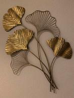 Wanddecoratie gingo bladeren metaal brons/zwart, Ophalen of Verzenden, Zo goed als nieuw