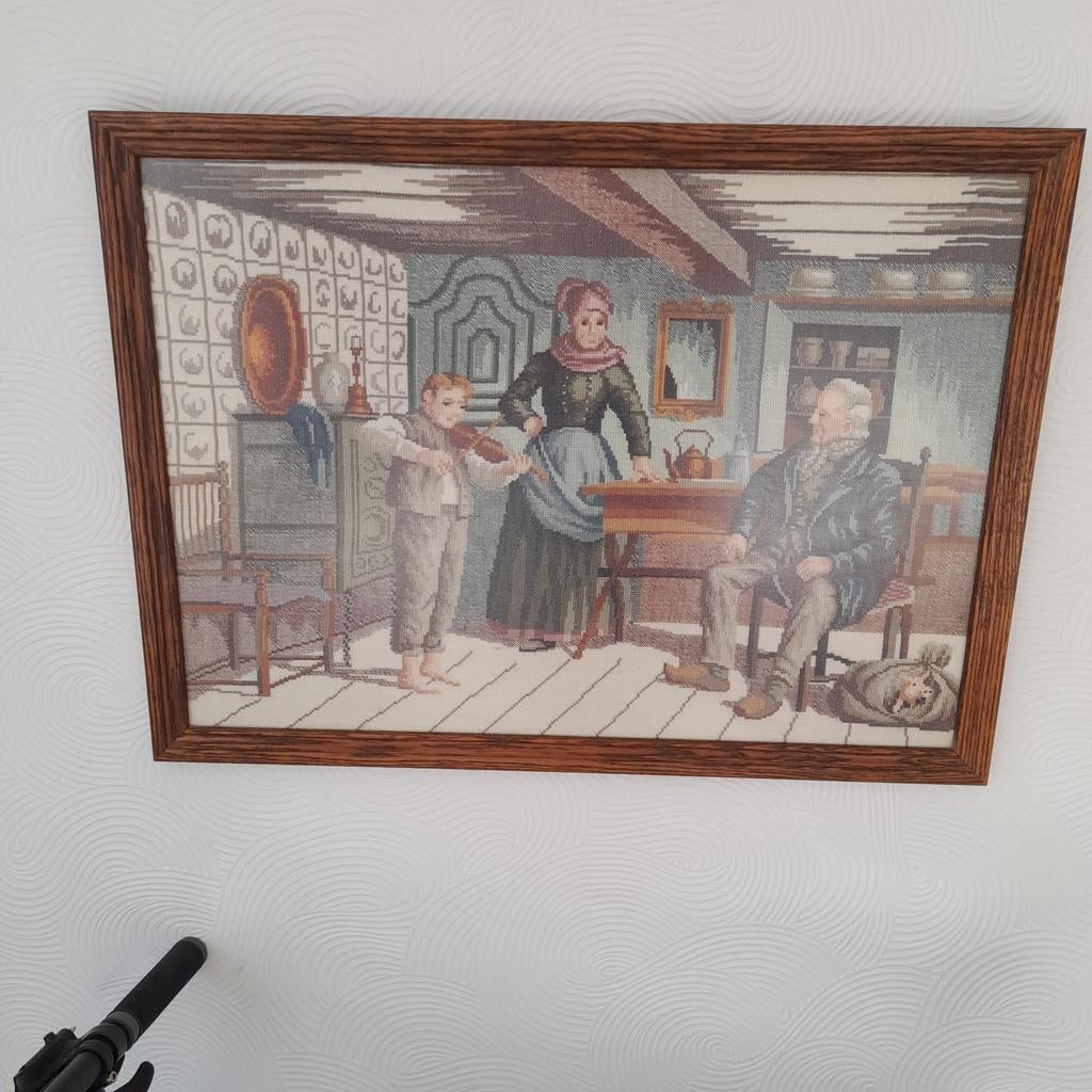 Geborduurd schilderijen, Antiek en Kunst, Kunst | Schilderijen | Klassiek, Ophalen