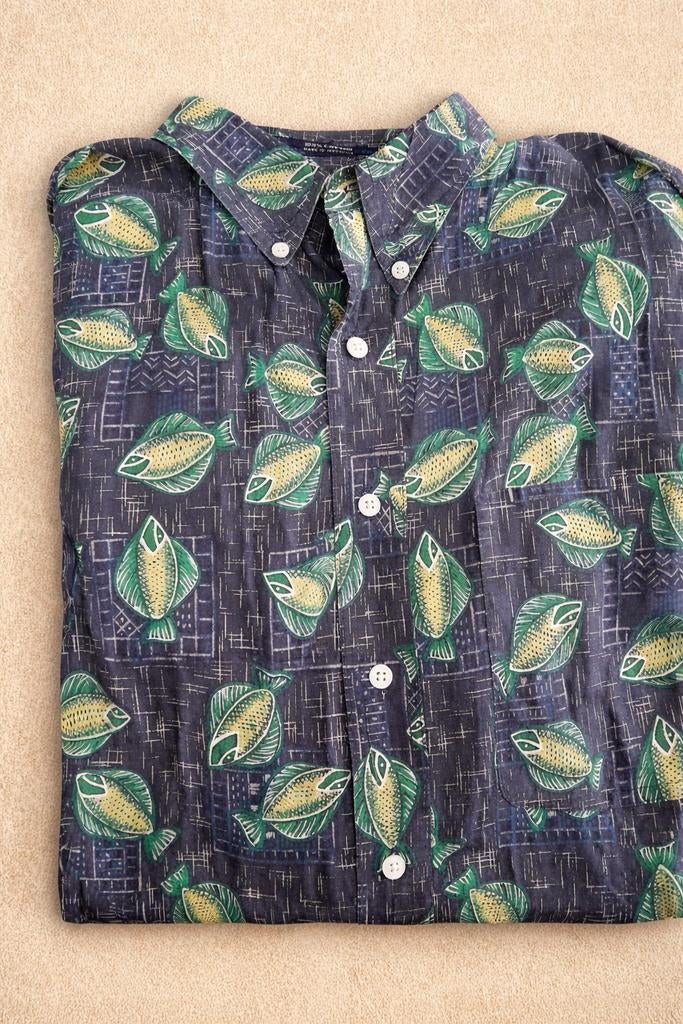 Vintage Aloha Overhemd met Vissenprint maat XL, Blauw, Ralph Lauren, Nieuw, Ophalen of Verzenden