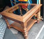 Vintage salontafel zwaar hout  65x65x48 cm, Huis en Inrichting, Tafels | Salontafels, Ophalen, 100 tot 150 cm, Rond, 50 tot 100 cm